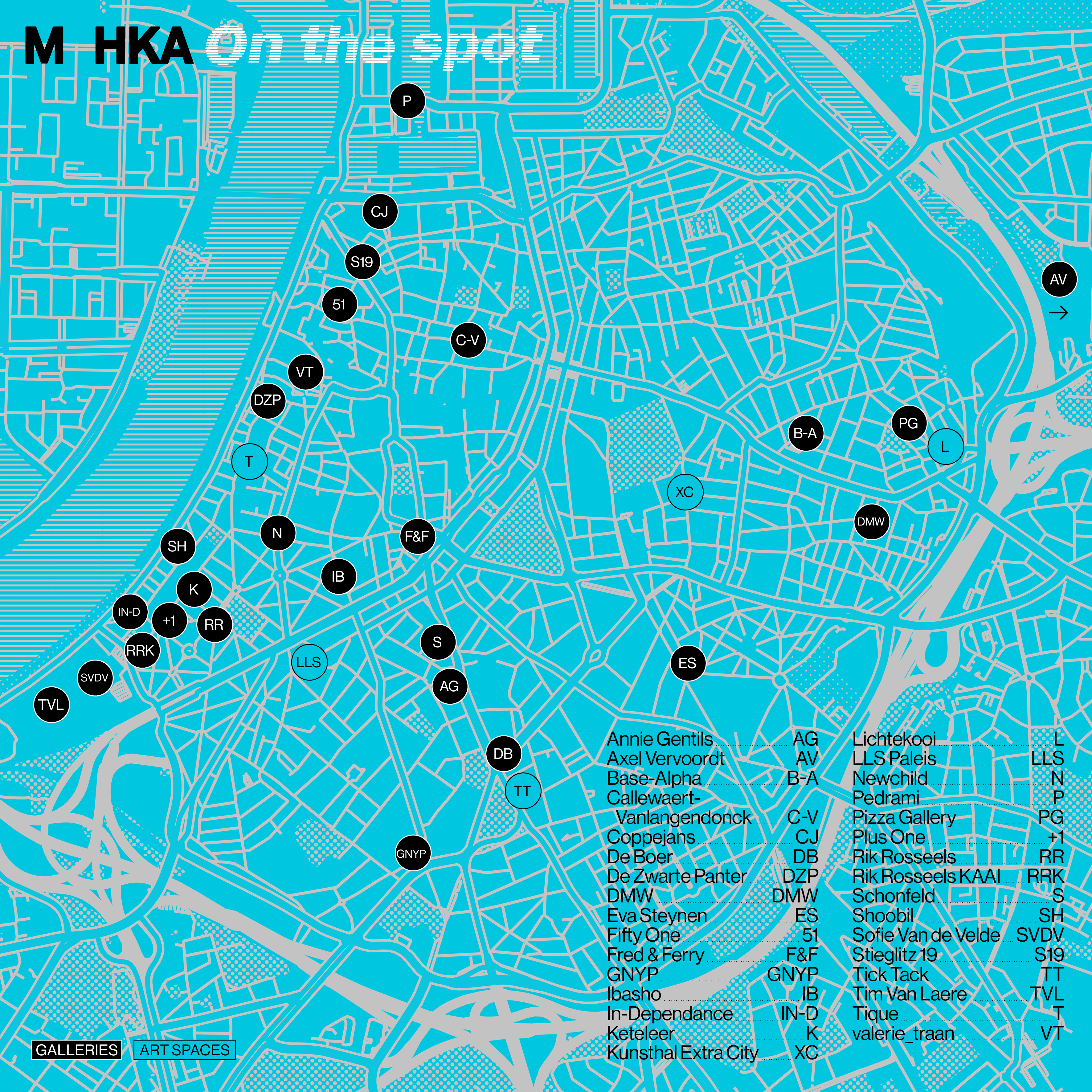 Carte indiquant les lieux de Muhka On the spot à Anvers